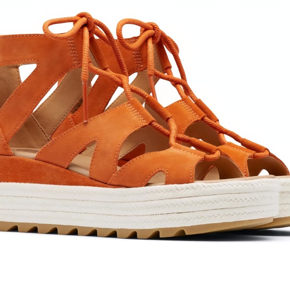 Sorel Women's Cameron Flatform Lace Sandals Size 7 Desert Sun Preowned